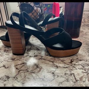 Lulu’s Black Faux Vegan Suede Platform Sandals